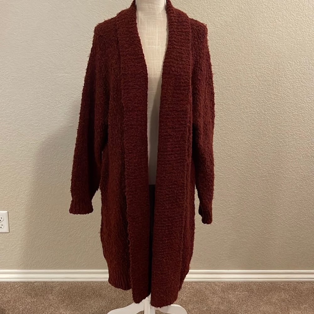 Women’s Anthropologie Wine Burgundy Cardigan Size XL
